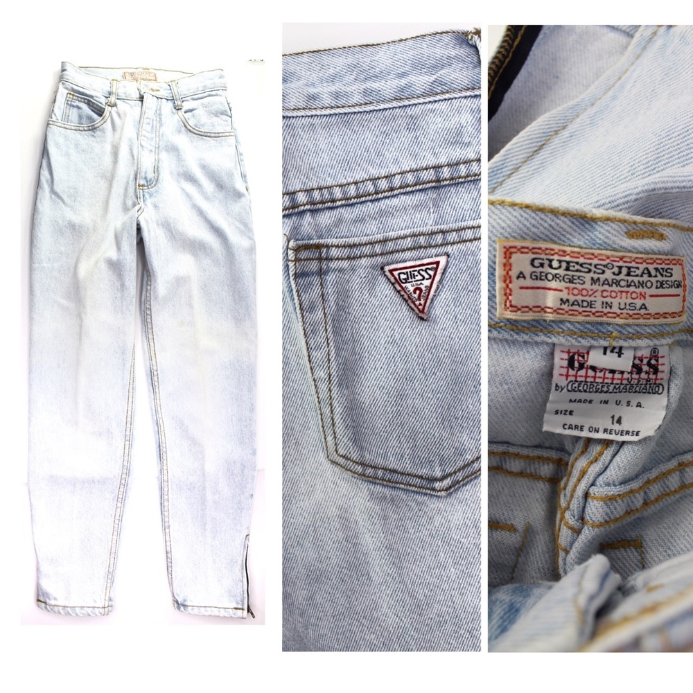 Vintage Guess Light Wash Zip Ankle Jeans 14 Girls